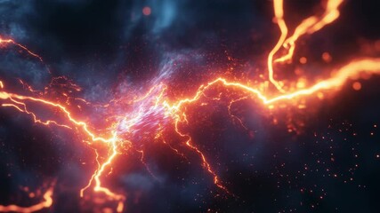 Wall Mural - Energy discharge creating electric lightning sparks in space