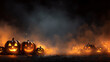 © CKindleStudio - Halloween Pumpkins in Orange Smoke – Wide 16:9 Banner Background