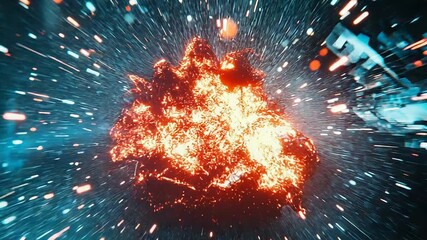 Wall Mural - Exploding starburst in deep space with particles flying