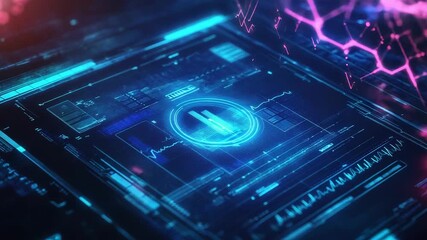 Wall Mural - Analyzing digital data stream with futuristic interface