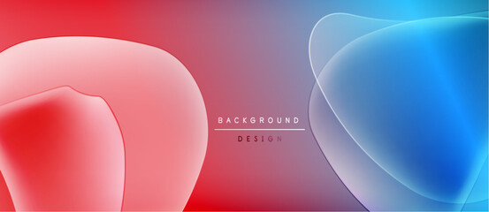 Wall Mural - Abstract fluid shapes blend red, purple, blue hues. Minimalist design features text background design centered within overlapping forms. Modern, vibrant aesthetic.