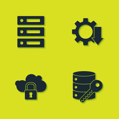 Wall Mural - Set Server, Data, Web Hosting, security with key, Cloud computing lock and Cost reduction icon. Vector