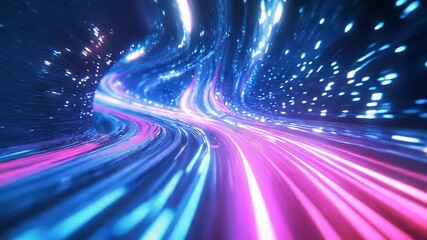 Wall Mural - Abstract data flowing through cyber speed tunnel