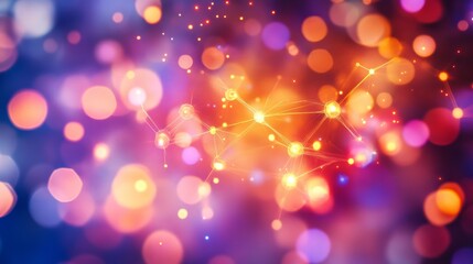 Canvas Print - Abstract Network of Light Points Representing Neural Networks Analyzing Financial Data Trends