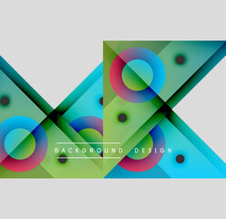 Wall Mural - Abstract geometric composition. Overlapping shapes create vibrant color gradients. Modern design elements suggest dynamic visual experience.