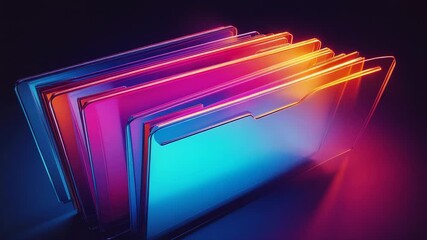 Wall Mural - Digital data management concept displaying glowing folders