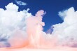 © Anna - Dramatic erupting geyser against a blue sky with billowing clouds