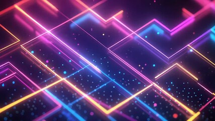 Wall Mural - Abstract futuristic neon lines glowing digital network background