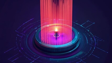 Wall Mural - Digital data processing core with glowing energy light