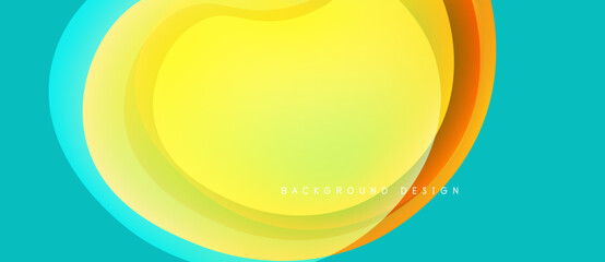 Wall Mural - Abstract flowing layers, vibrant colors. Yellow, orange, turquoise create dynamic visual effect. Modern design element.