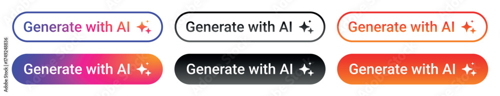 Bright modern UI buttons with generate with AI text and sparkling star ...