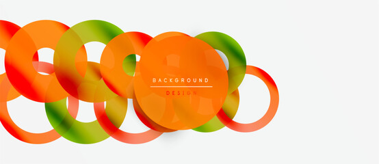 Wall Mural - Abstract colorful circles overlap, creating dynamic visual effect. Modern design element for backgrounds, presentations. Simple, clean aesthetic.