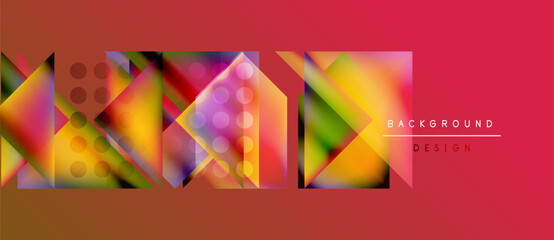 Wall Mural - Abstract geometric shapes, vibrant colors, gradient background. Modern design elements create dynamic visual texture.