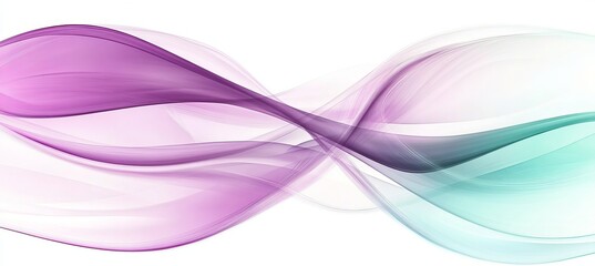 Wall Mural - Dreamy Abstract Fusion Harmonious Waves of Soft Orchid and Mint Tones with Flowing Light Forms