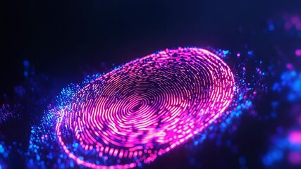 Wall Mural - Fingerprint data scan protecting digital identity security