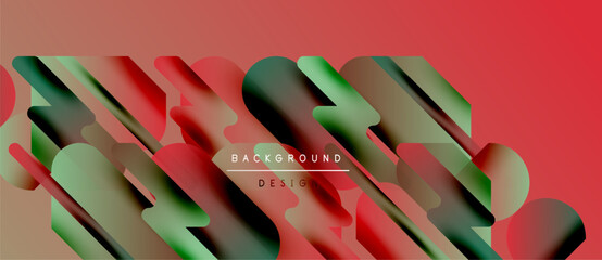 Wall Mural - Abstract geometric shapes overlap, creating vibrant red, green gradients. Design features smooth transitions, modern aesthetic.