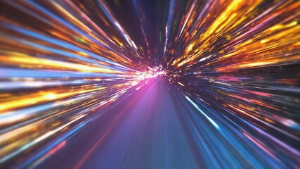Wall Mural - Abstract speed light trails generating data tunnel