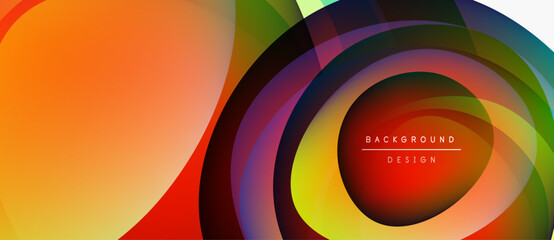 Wall Mural - Abstract colorful layers create dynamic circular design. Gradient hues blend, forming modern background texture. Visual harmony exists.