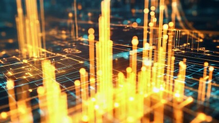 Wall Mural - digital data network connecting an intricate futuristic city