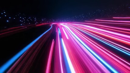 Wall Mural - blue and pink neon light trails moving fast