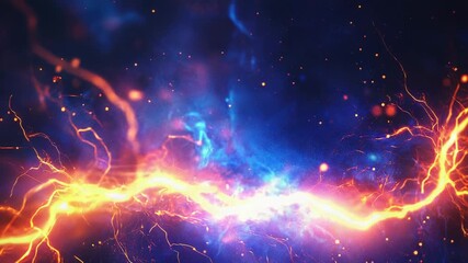 Wall Mural - Abstract lightning energy striking across cosmic space