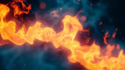 Wall Mural - Abstract fire and sparks on dark blue nebula background