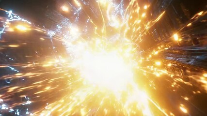 Wall Mural - Abstract tunnel generating energy and light particles