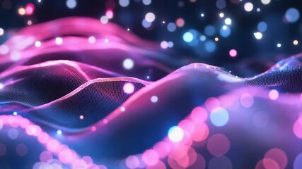 Wall Mural - Digital data waves flowing particles network background