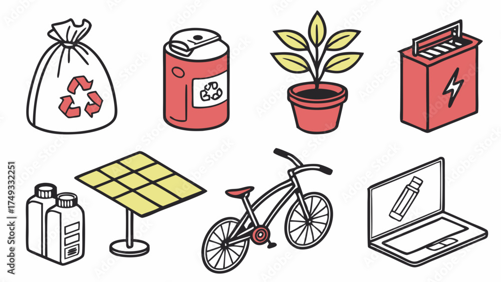 Green Energy and Sustainable Living Icons for Eco-Friendly Business ...