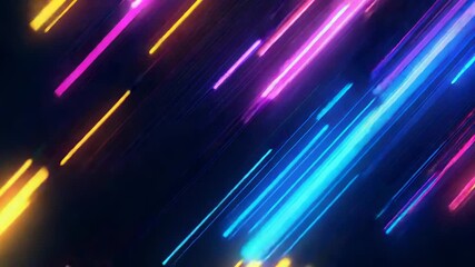 Wall Mural - Abstract neon glowing light stripes creating futuristic background