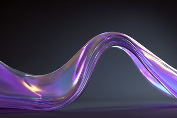 Wall Mural - Abstract Fluid Holographic Purple Curved Wave Background