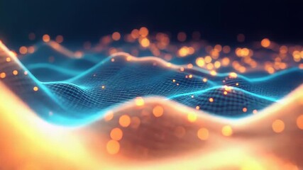 Wall Mural - Digital data network connecting nodes forming abstract waves