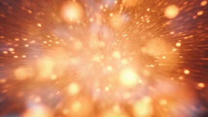 Wall Mural - Expanding orange light particles creating abstract energy burst