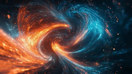 Wall Mural - Swirling orange and blue cosmic energy abstract vortex