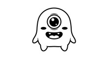 Black and White Cyclops Monster | Public domain vectors
