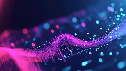 Wall Mural - Digital wave processing data particles abstract background