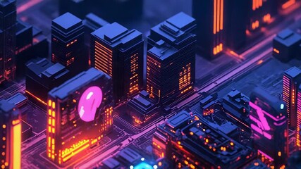 Wall Mural - Cyberpunk cityscape representing futuristic technology and digital interconnectivity