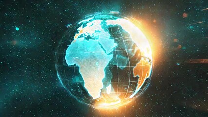 Wall Mural - Global network connecting continents with digital data