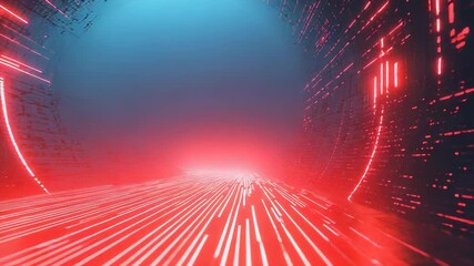 Wall Mural - Digital data stream tunnel traveling at speed