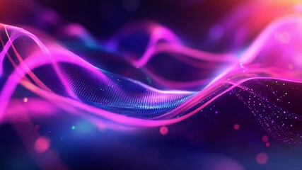 Wall Mural - Abstract glowing purple and pink energy waves flowing