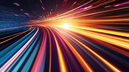 Wall Mural - Moving through abstract data highway light trails