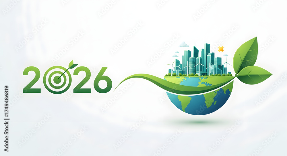 2026 The Year 2026 With A Target Symbol Leading To A Globe With A 1000 F 1749486819 