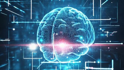 Wall Mural - Artificial intelligence brain creating digital neural network connections