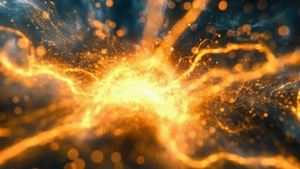 Wall Mural - Generating powerful orange light energy sparks explosion