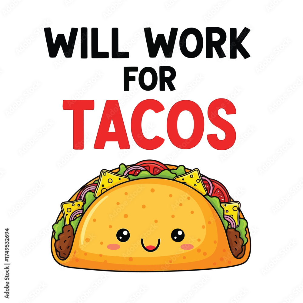 Vector art of will work for tacos with a cute taco