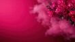 © vachiraphan - Vibrant Pink Floral Arrangement with Smoke Effect on Deep Pink Background, Perfect for Valentine's Day, Wedding, or Feminine Designs