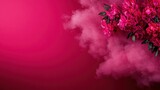Vibrant Pink Floral Arrangement with Smoke Effect on Deep Pink Background, Perfect for Valentine's Day, Wedding, or Feminine Designs