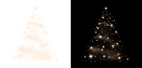 Wall Mural - Glowing Christmas Tree Isolated. Glowing stars in the shape of a Christmas tree
