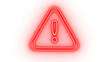 © Moynul Haque - Red warning triangle with an exclamation mark icon, neon white outline, glowing effect, abstract gradient background, isolated on transparent background