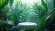 © erlina - Tropical foliage backdrop, product display, jungle setting, mockup scene